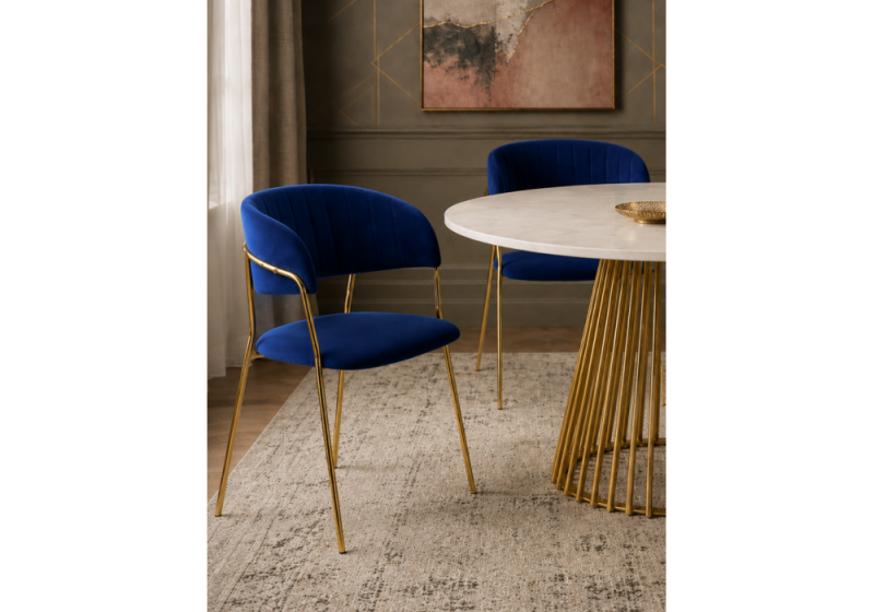 Стул на металлокаркасе Kamelia 1 dark blue / gold (60x52x79)