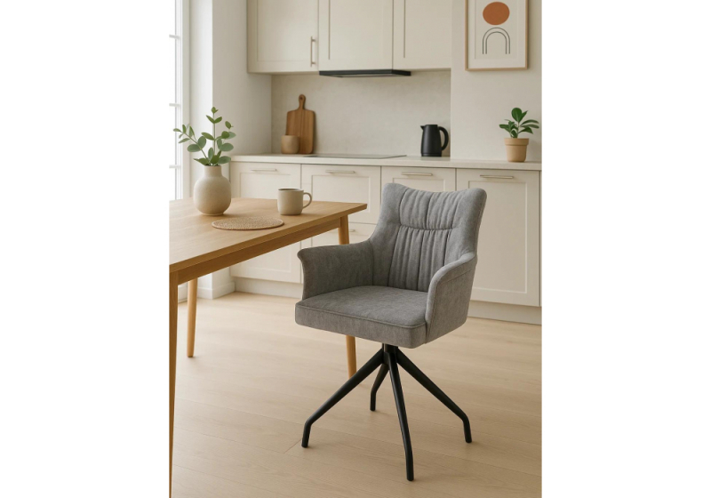 Стул на металлокаркасе Kaser 360 крутящийся grey / black (66x58x84)