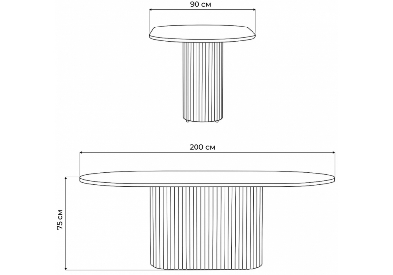 Стол деревянный Барон О 200 х 90 дуб кантри пленка / черный (90x75)